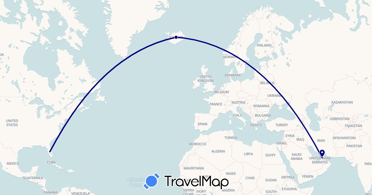 TravelMap itinerary: driving in United Arab Emirates, Iceland, United States (Asia, Europe, North America)